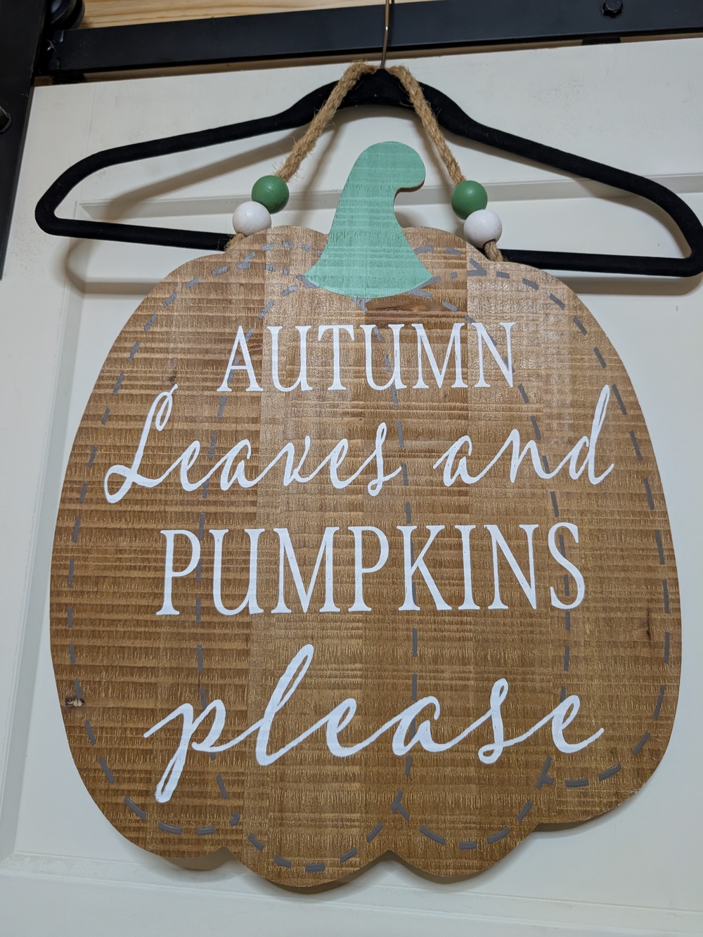 Autumn Leaves and Pumpkins Please Wooden Pumpkin Wall Decor - White & Mint